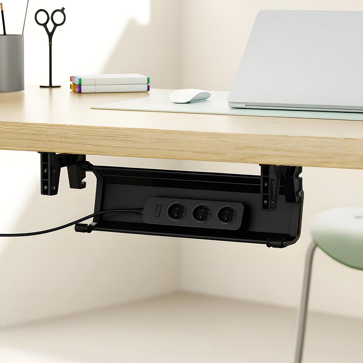 Organizador Maclean para cables/extensiones bajo escritorio, carga máx. 5 kg, negro, MC-106 B