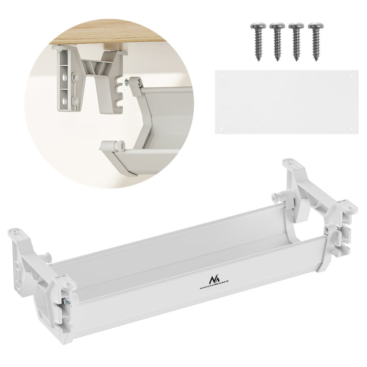 Maclean organizador de cables/extensiones bajo escritorio, carga máx. 5 kg, blanco, MC-106 W