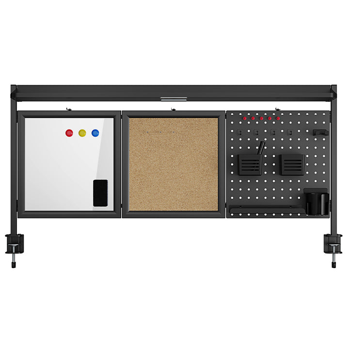 Ergo Office ER-300 B Divisor / Organizador de escritorio, Carga máx. 10kg, Blanco y Tablero de corcho, ancho 1250mm, Color negro