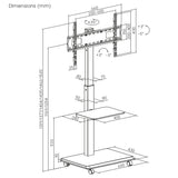 Ergo-Office ER-304 B Soporte de TV / carro, carga máx. 50 kg / estante de 5 kg, máx. VESA 600x400, regleta de enchufes integrada, negro, ER-304 B VESA 600x400, regleta de enchufes integrada, negro