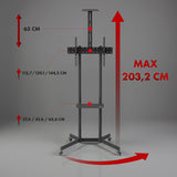 Suporte/carrinho TV Maclean, prateleira para câmara, sobre rodas, 37-70", carga máxima de 45 kg/prateleira de 5 kg, VESA máx. 600x400, MC-113 B