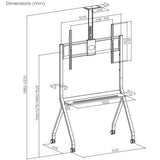 Maclean MC-114 B Soporte de TV / carro, estante de cámara, sobre ruedas, 55-100", carga máx. 120kg/10kg estante, máx. VESA 900x600, negro