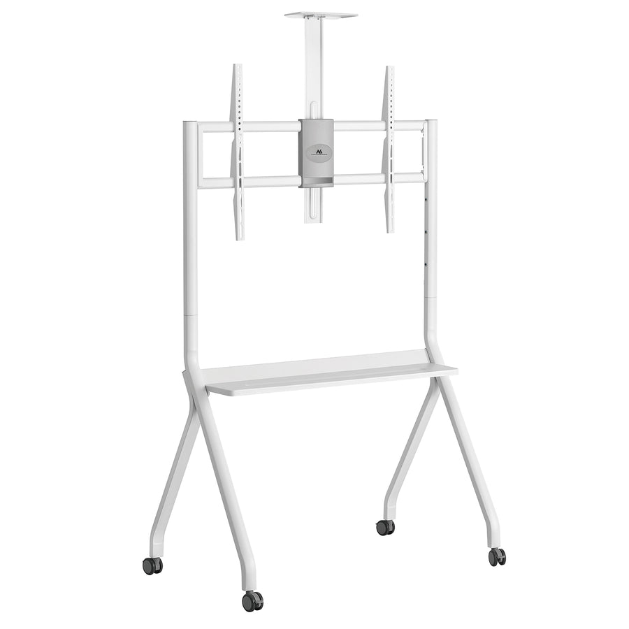 Suporte/carrinho TV Maclean, prateleira para câmara, sobre rodas, 55-100", carga máxima 120 kg/prateleira de 10 kg, VESA máx. 900x600, branco, MC-114 W