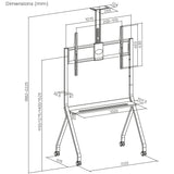 Suporte/carrinho TV Maclean, prateleira para câmara, sobre rodas, 55-100", carga máxima 120 kg/prateleira de 10 kg, VESA máx. 900x600, branco, MC-114 W