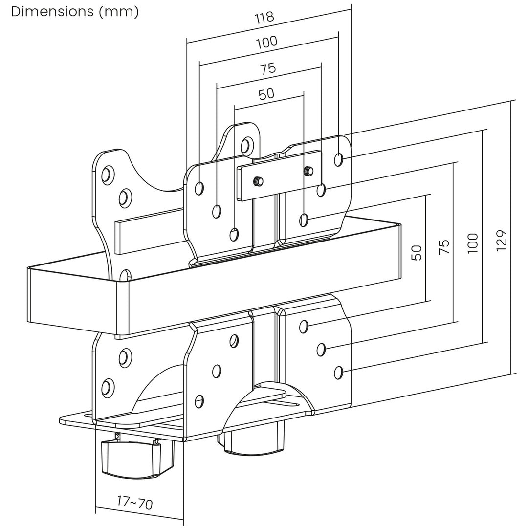 Soporte Maclean para miniordenador, alcance 17-70 mm, compatible con VESA, carga máx. 5 kg, negro, MC-115 B