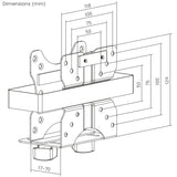 Mini soporte para ordenador Maclean, alcance 17-70 mm, compatible con VESA, carga máx. 5 kg, blanco, MC-115 W