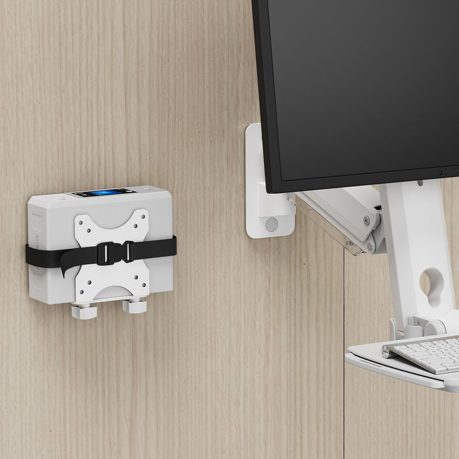 Mini soporte para ordenador Maclean, alcance 17-70 mm, compatible con VESA, carga máx. 5 kg, blanco, MC-115 W