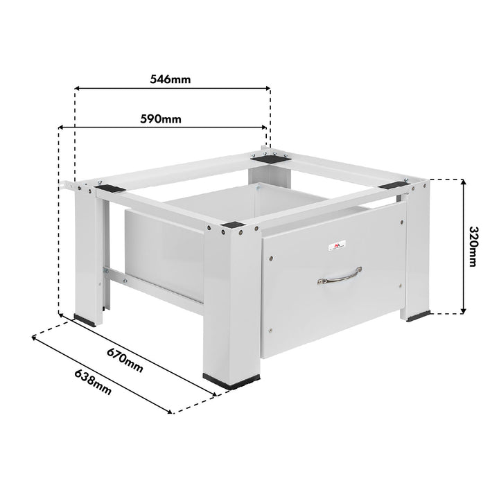 Base para máquina de lavar/secar roupa Maclean com gaveta, carga máxima de 150 kg, branca, MC-117 W