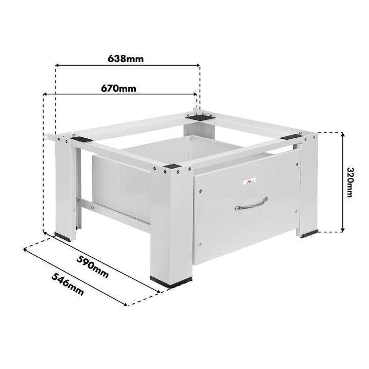 Base para lavadora/secadora con cajón Maclean, carga máxima de 150 kg, blanca, MC-117 W