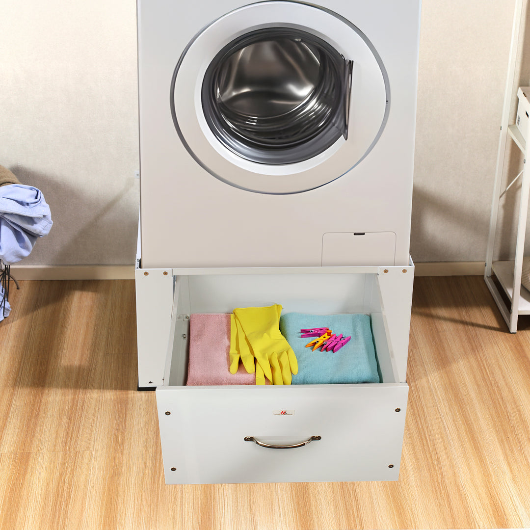 Maclean MC-117 W Base para lavadora / secadora con cajón, carga máx. 150kg, blanco