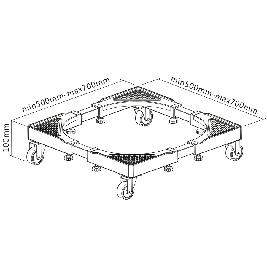 Suporte móvel para máquina de lavar roupa Maclean, com rodas de bloqueio, 500-700 mm de largura, universal, até 200 kg, MC-118 B