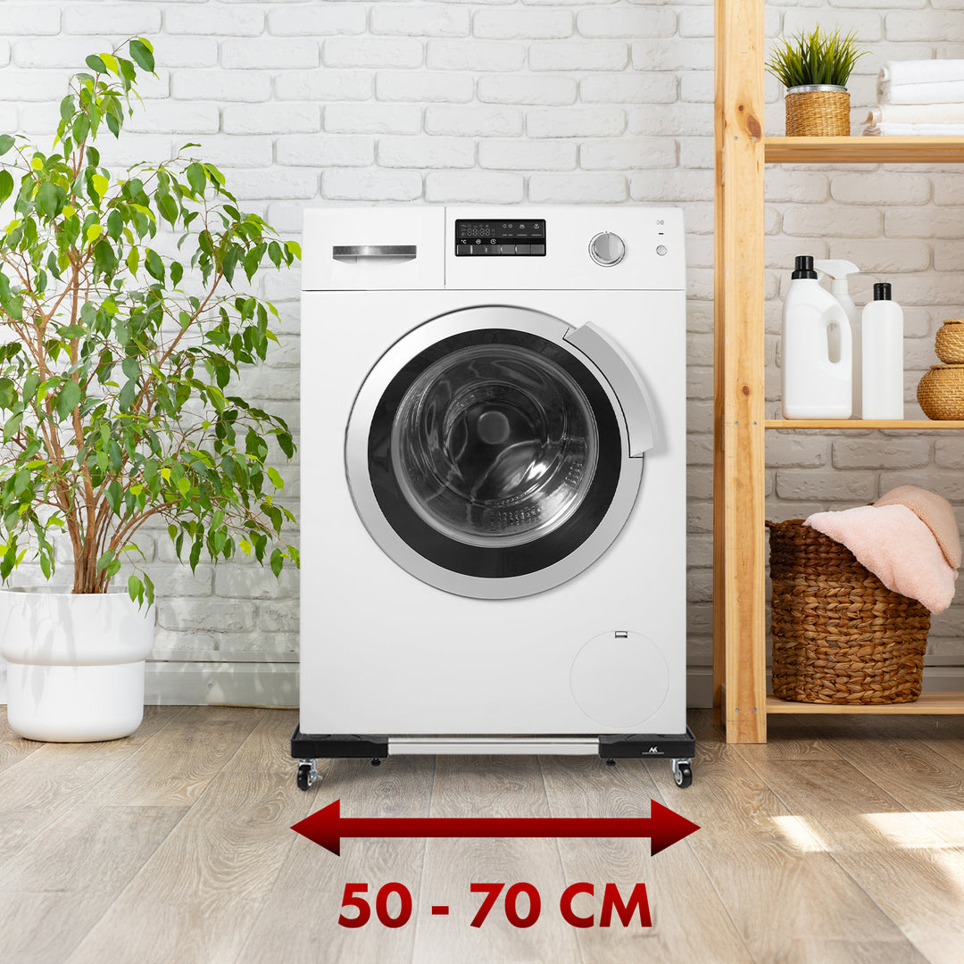 Maclean MC-118 B Soporte móvil para lavadora, con bloqueo de ruedas, 500-700 mm de ancho, universal, hasta 200 kg