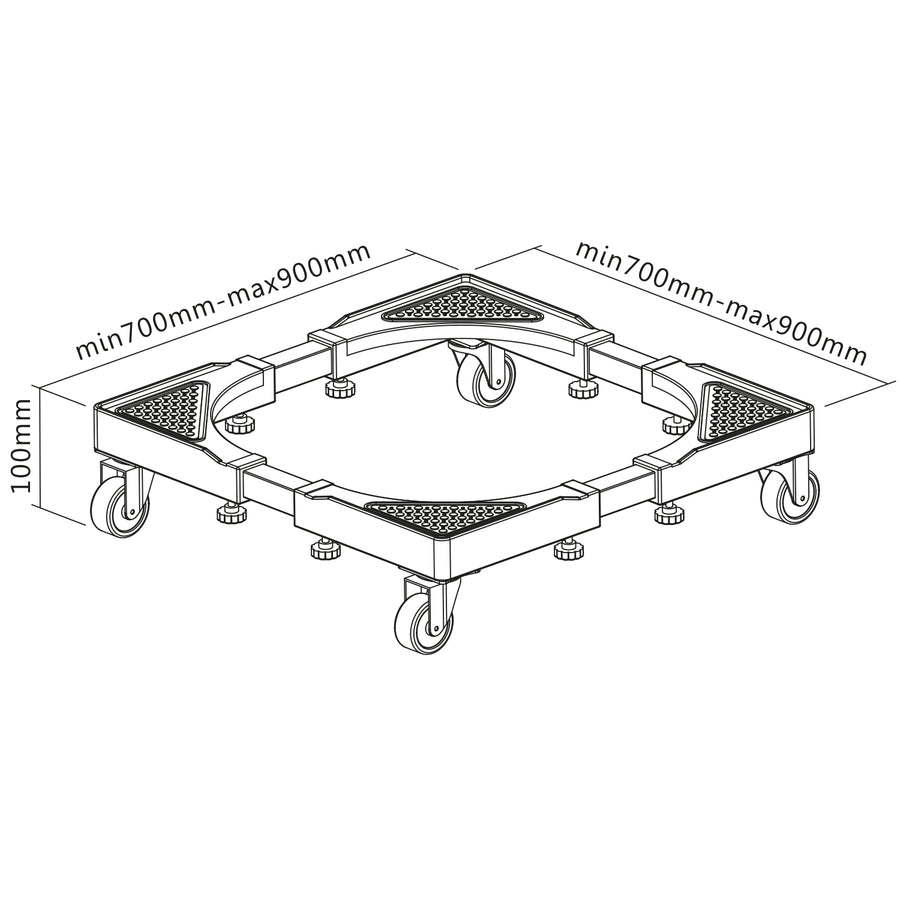 Suporte móvel para máquina de lavar roupa Maclean, com rodas de bloqueio, 700-900 mm de largura, universal, até 200 kg, MC-119 B