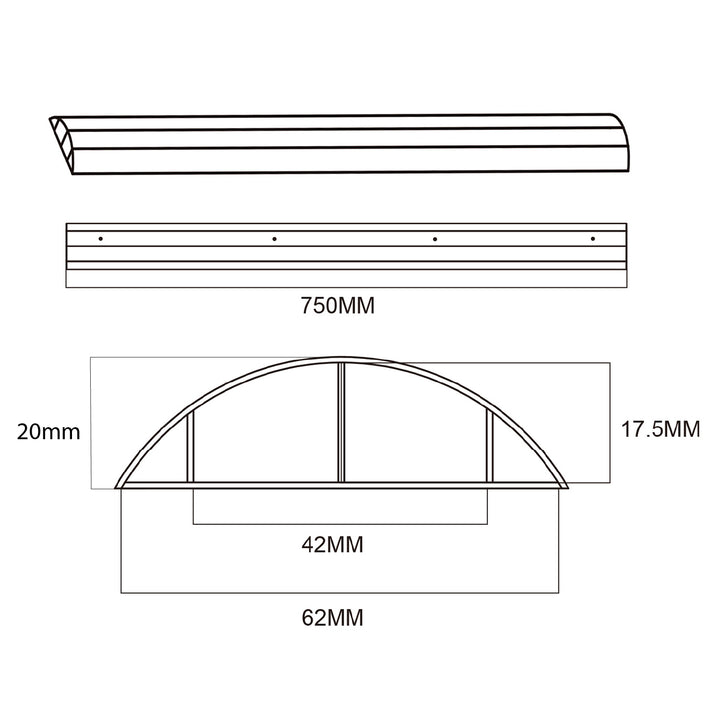 Cubrecables de aluminio Maclean, 62x20x750mm, negro, MC-814 B
