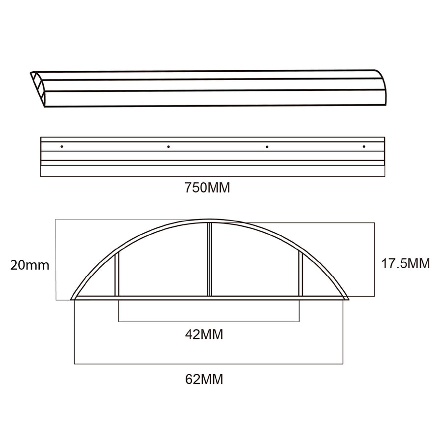 Cubrecables de aluminio Maclean, 62x20x750mm, plata, MC-814 S