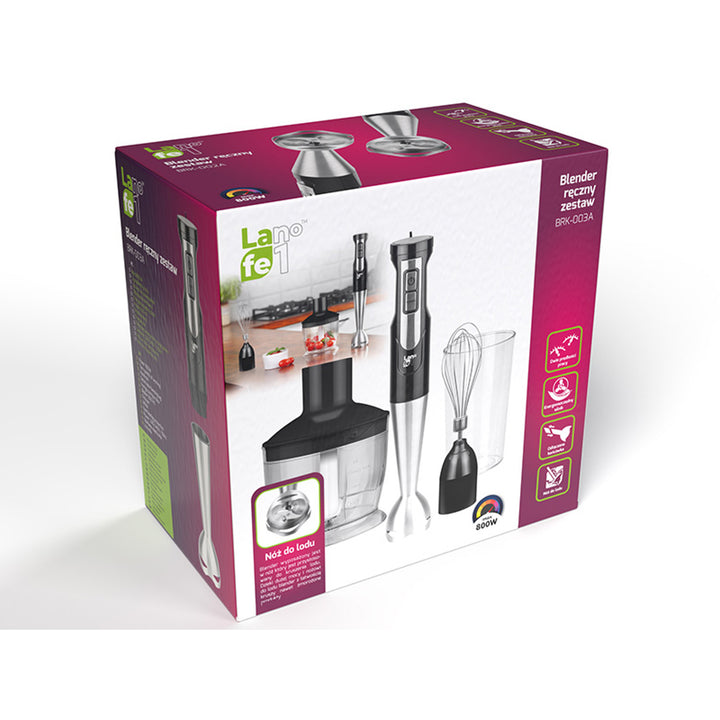 Lafe Batidora de mano, 800 W, vaso de 600 ml, función Turbo, BRK-003A