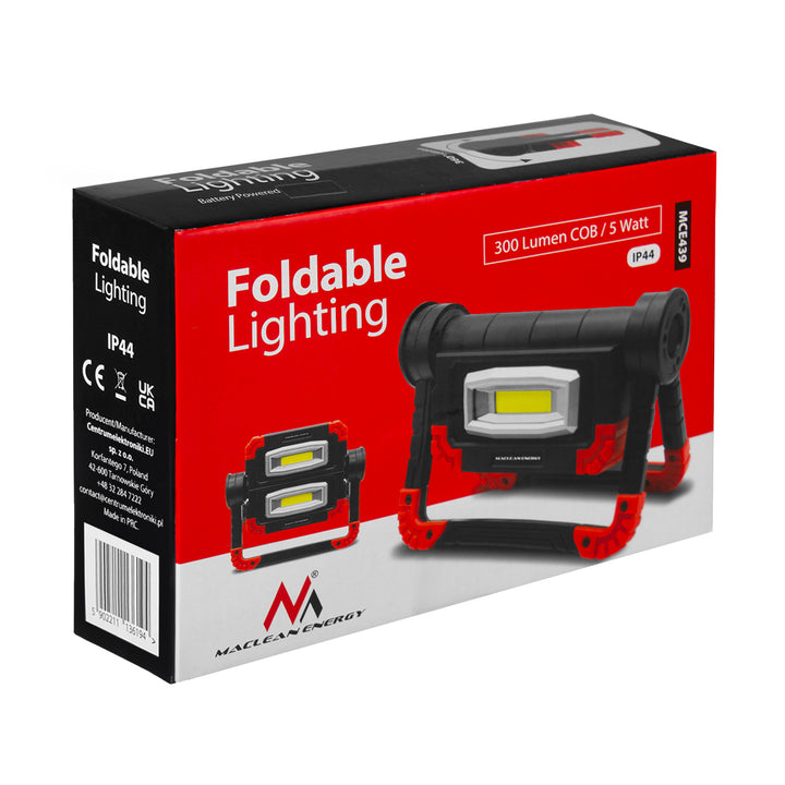 Luz de trabalho LED COB Maclean MCE439, 300 lm, 3 modos de iluminação, fonte de alimentação 4xAA, temperatura de cor 6500K, pacote de 2
