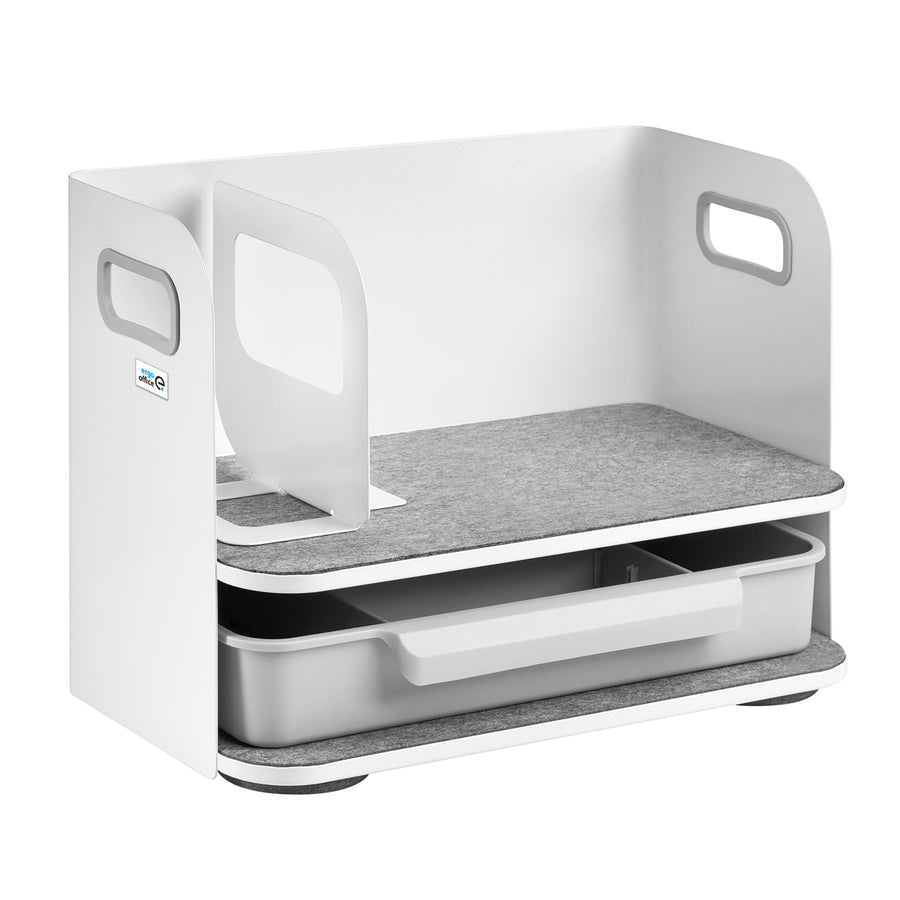 Ergo Office Organizador de escritorio con cajón, blanco, max. 10kg, ER-440 + Organizador de escritorio para utensilios ER-442