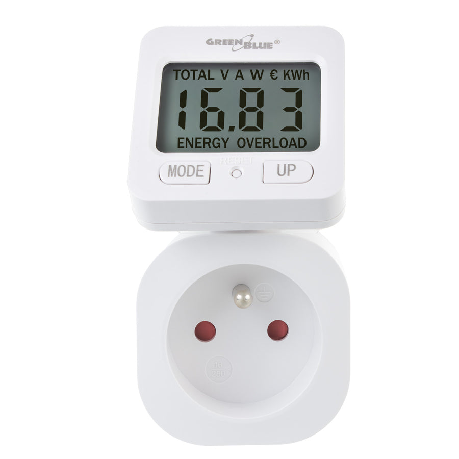 Contador de Energia GreenBlue GB615 E, Wattímetro, 16 A, Máx. 3680 W, Submemória, 2 Peças