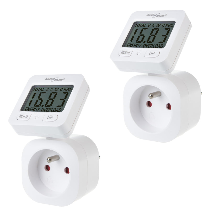 Contador de Energia GreenBlue GB615 E, Wattímetro, 16 A, Máx. 3680 W, Submemória, 2 Peças