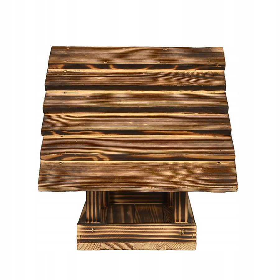 Comedouro para pássaros em madeira WOODOK, comedouro de jardim XXL 30x25 cm, cor canela