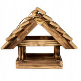 Comedouro para pássaros em madeira WOODOK, comedouro de jardim XXL 30x25 cm, cor canela
