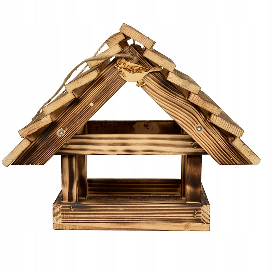 Comedouro para pássaros em madeira WOODOK, comedouro de jardim XXL 30x25 cm, cor canela