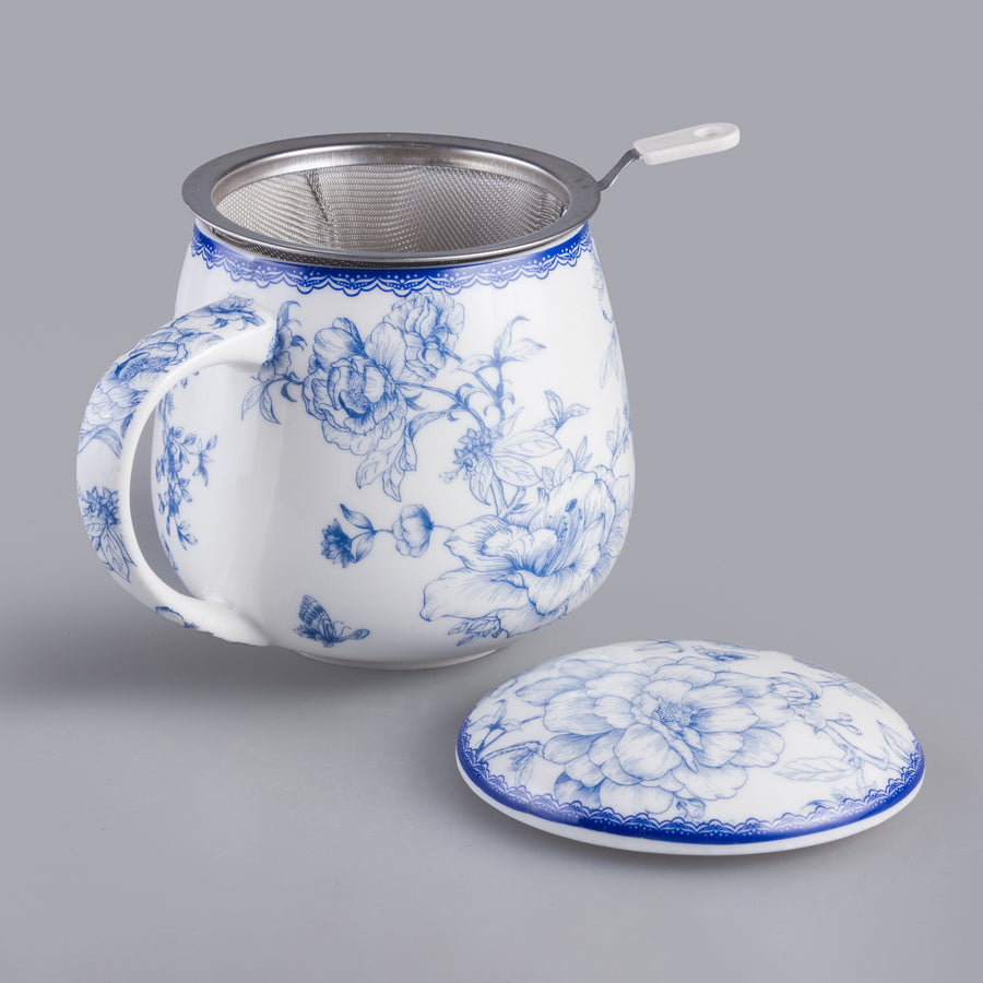 Chávena de chá de porcelana elegante Queen Isabell, chávena de porcelana com filtro