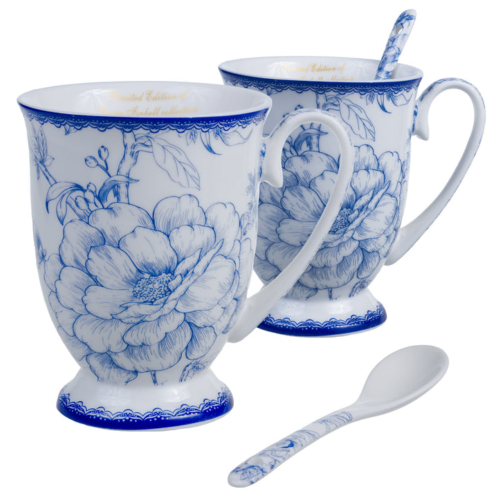 Queen Isabell Elegante conjunto de chávenas de porcelana clássicas com colher de chá, Capacidade: 250 ml