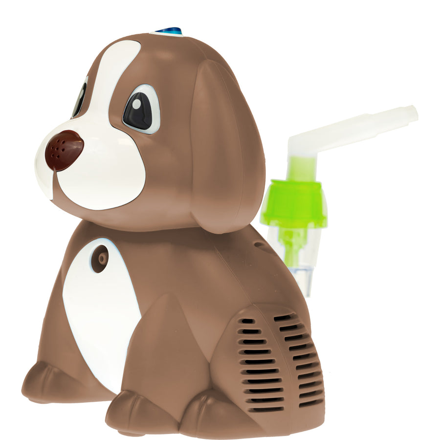 Omnibus BR-CN171 Inhalador de pistón, Nebulizador para niños, 2 mascarillas, Perrito marrón
