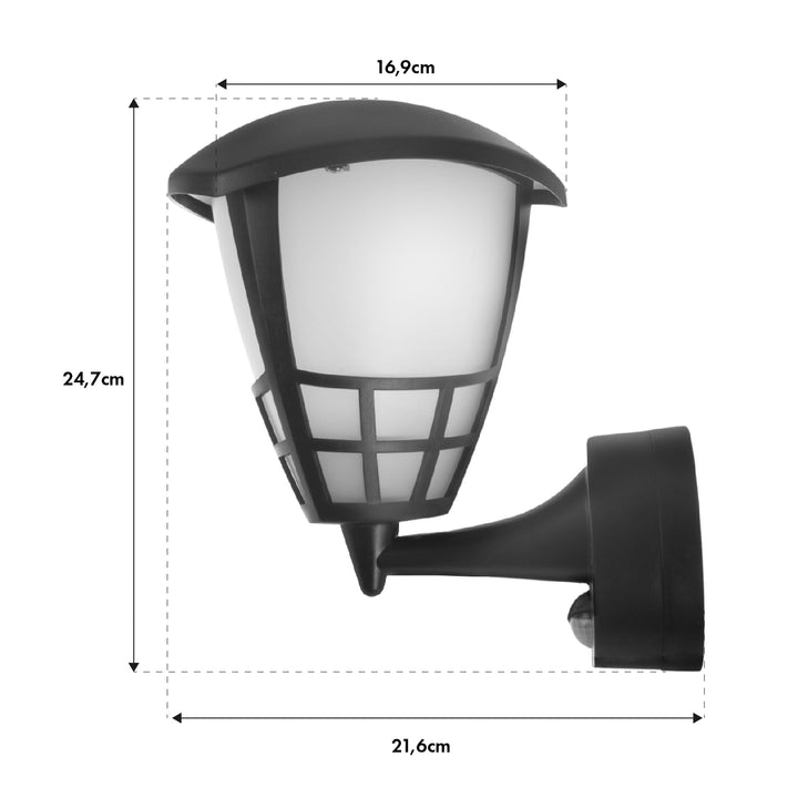 Maclean MCE518 B Aplique 1xE27 con sensor, sensor de infrarrojos, carga máx. 60W, IP65, negro + Maclean Energy MCE280 WW Bombilla de filamento LED E27, 11W 230V blanco cálido 3000K 1500lm retro edison decorativa A60