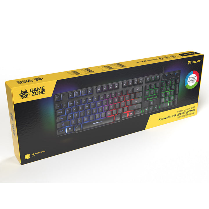 Teclado gaming Tracer, retroiluminação LED, USB, GAMEZONE LoCCar