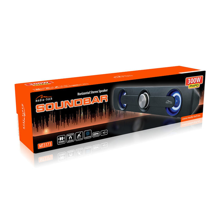 Media-Tech MT3173 Altavoz estéreo horizontal para barra de sonido, PMPO 300 W, RMS 5 W