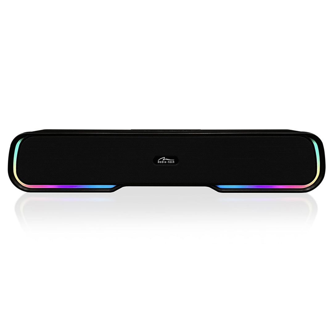 Coluna de som portátil Bluetooth Media-Tech com barra de som, retroiluminação RGB multicolorida, 10 W RMS, 450 W PMPO, rádio FM, leitor de MP3, AUX, bateria recarregável integrada, PHANTOM BT
