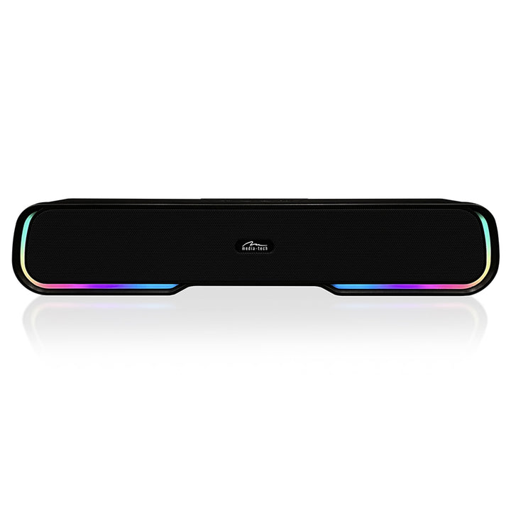 Coluna de som portátil Bluetooth Media-Tech com barra de som, retroiluminação RGB multicolorida, 10 W RMS, 450 W PMPO, rádio FM, leitor de MP3, AUX, bateria recarregável integrada, PHANTOM BT