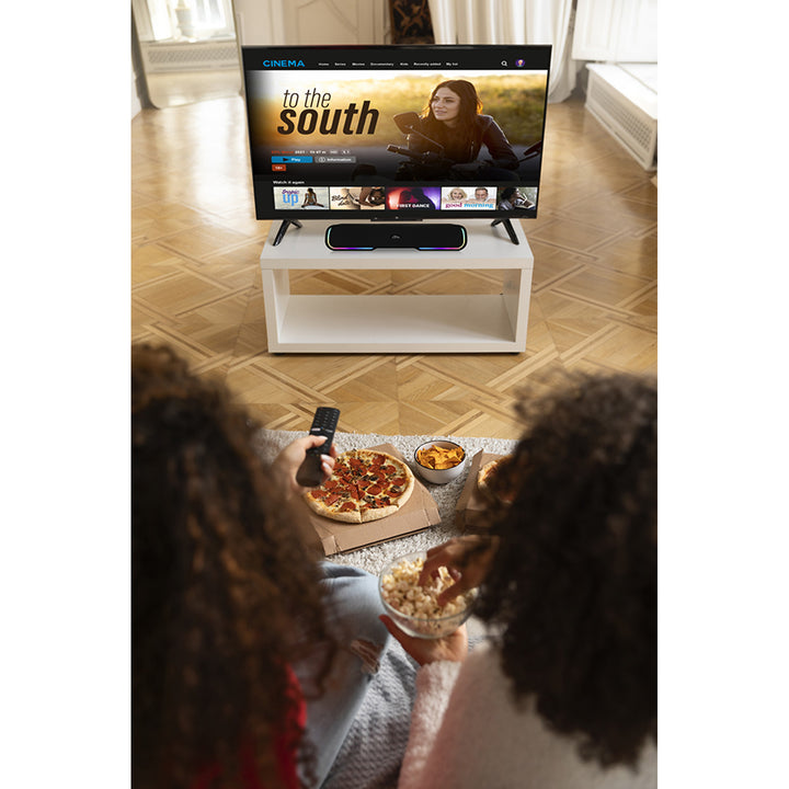 Coluna de som portátil Bluetooth Media-Tech com barra de som, retroiluminação RGB multicolorida, 10 W RMS, 450 W PMPO, rádio FM, leitor de MP3, AUX, bateria recarregável integrada, PHANTOM BT
