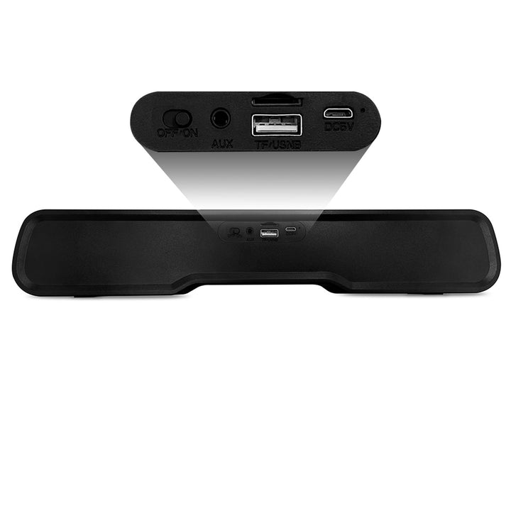 Coluna de som portátil Bluetooth Media-Tech com barra de som, retroiluminação RGB multicolorida, 10 W RMS, 450 W PMPO, rádio FM, leitor de MP3, AUX, bateria recarregável integrada, PHANTOM BT