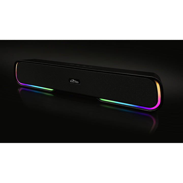 Coluna de som portátil Bluetooth Media-Tech com barra de som, retroiluminação RGB multicolorida, 10 W RMS, 450 W PMPO, rádio FM, leitor de MP3, AUX, bateria recarregável integrada, PHANTOM BT