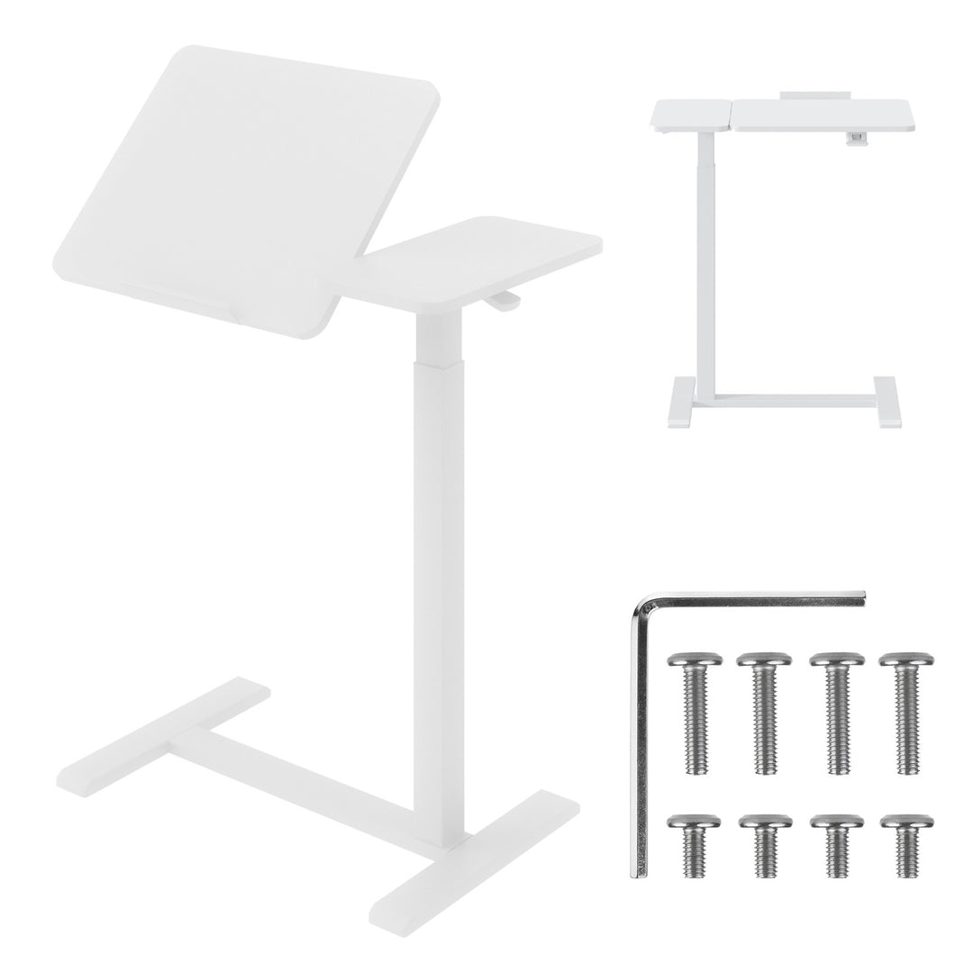 Suporte móvel para secretária/portátil Maclean, branco, altura regulável de 76 a 109 cm, máx. 30 kg, MC-120 W