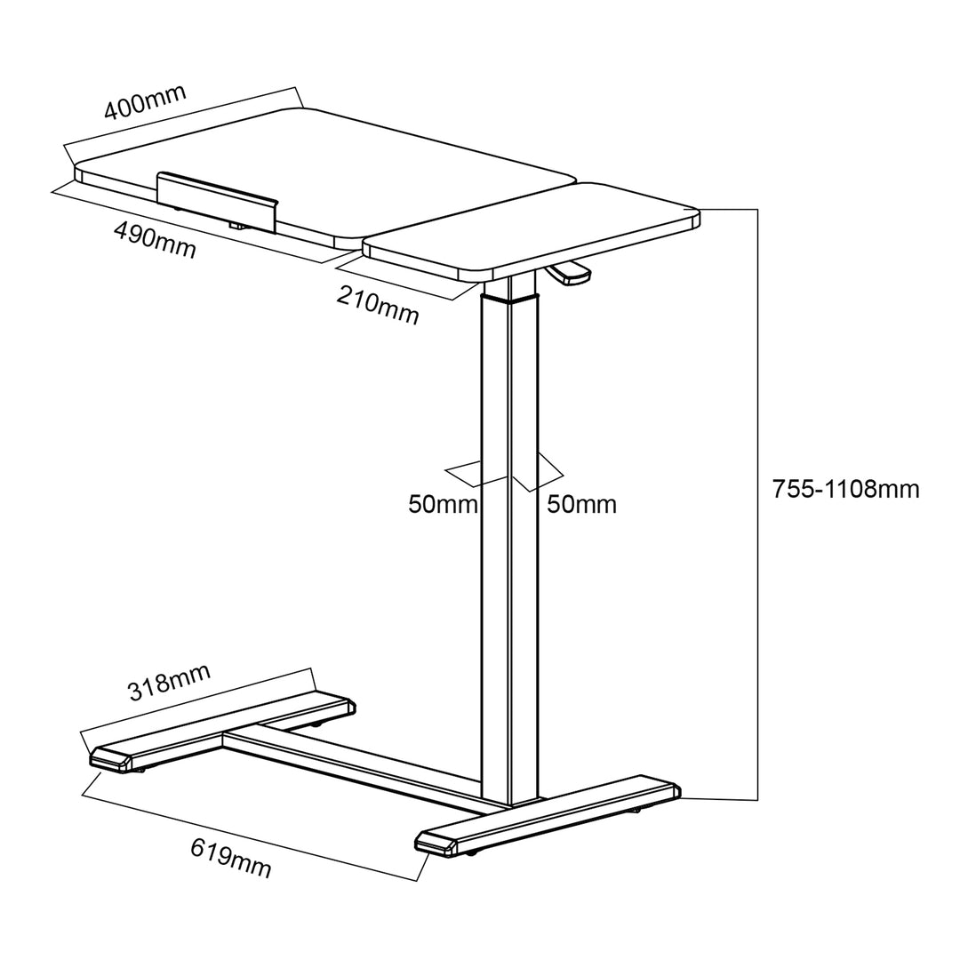 Soporte móvil Maclean para escritorio/portátil, negro, regulable en altura 76-109cm, max. 30kg , MC-120 B