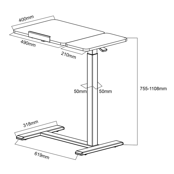 Soporte móvil Maclean para escritorio/portátil, negro, regulable en altura 76-109cm, max. 30kg , MC-120 B