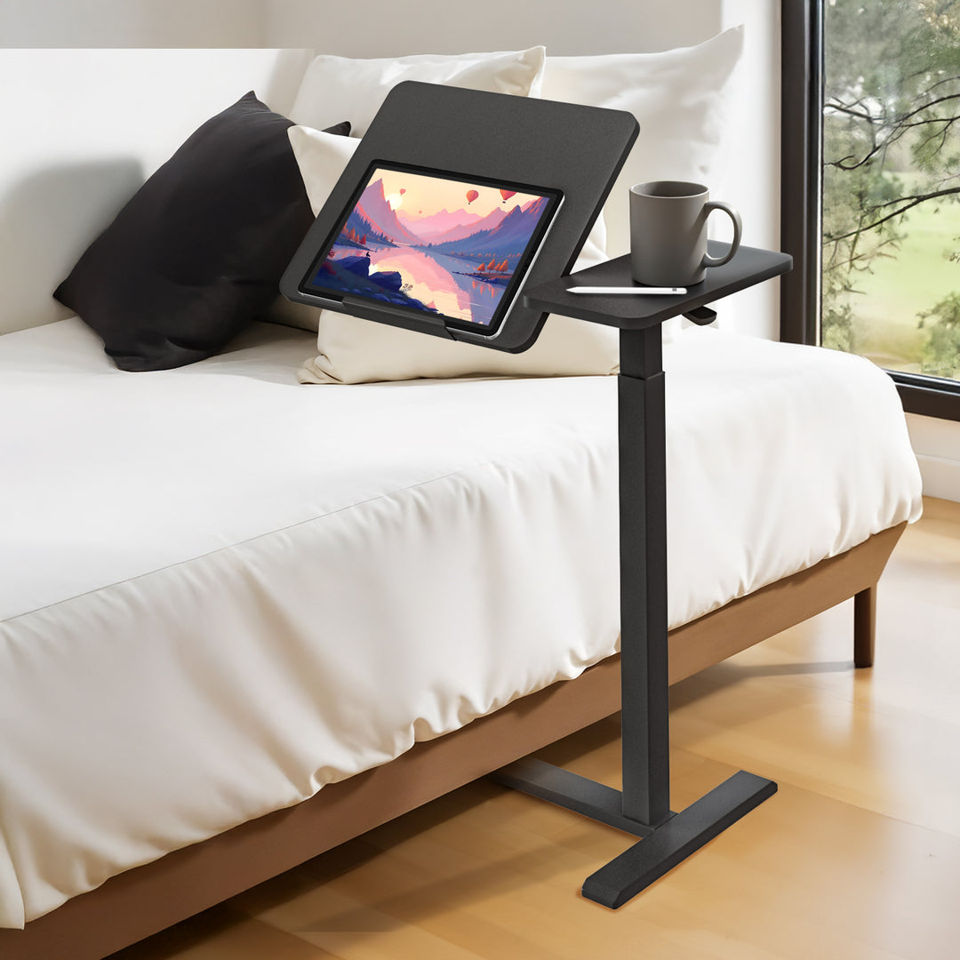 Soporte móvil Maclean para escritorio/portátil, negro, regulable en altura 76-109cm, max. 30kg , MC-120 B