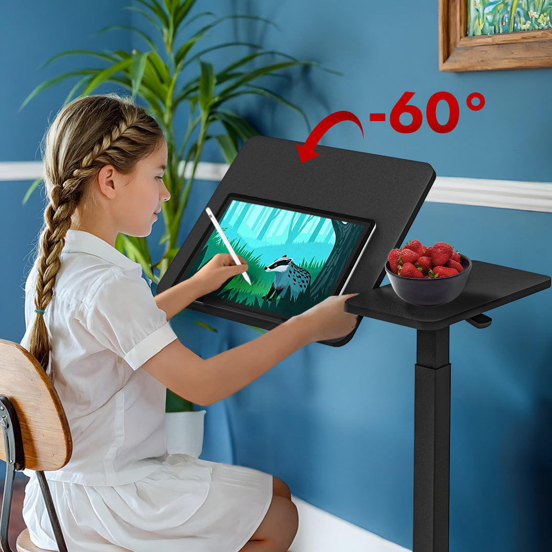 Soporte móvil Maclean para escritorio/portátil, negro, regulable en altura 76-109cm, max. 30kg , MC-120 B