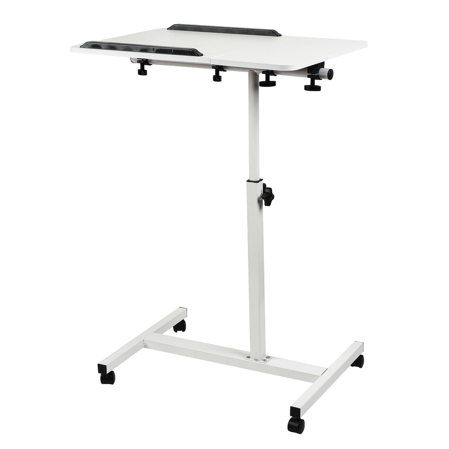 Suporte móvel para secretária/portátil Maclean MC-121 W, altura regulável de 59 a 89 cm, máx. 30 kg, branco