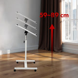 Suporte móvel para secretária/portátil Maclean MC-121 W, altura regulável de 59 a 89 cm, máx. 30 kg, branco