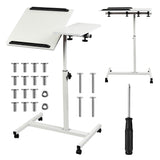 Suporte móvel para secretária/portátil Maclean MC-121 W, altura regulável de 59 a 89 cm, máx. 30 kg, branco