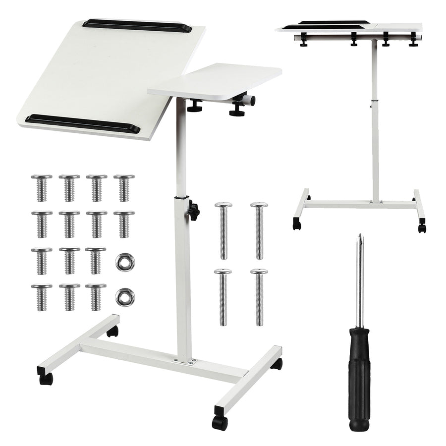 Suporte móvel para secretária/portátil Maclean MC-121 W, altura regulável de 59 a 89 cm, máx. 30 kg, branco
