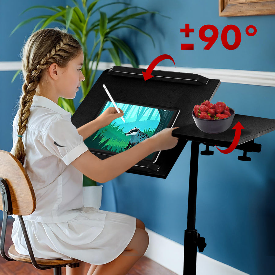 Suporte móvel para secretária/portátil Maclean MC-121 B, altura regulável de 59 a 89 cm, máx. 30 kg, preto