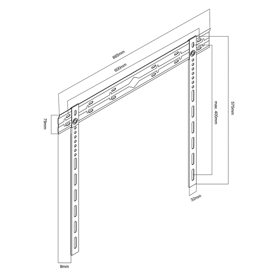 Suporte de parede ultrafino para TV Maclean, 40-85", VESA máx. 600x400, carga até 80 kg, MC-123