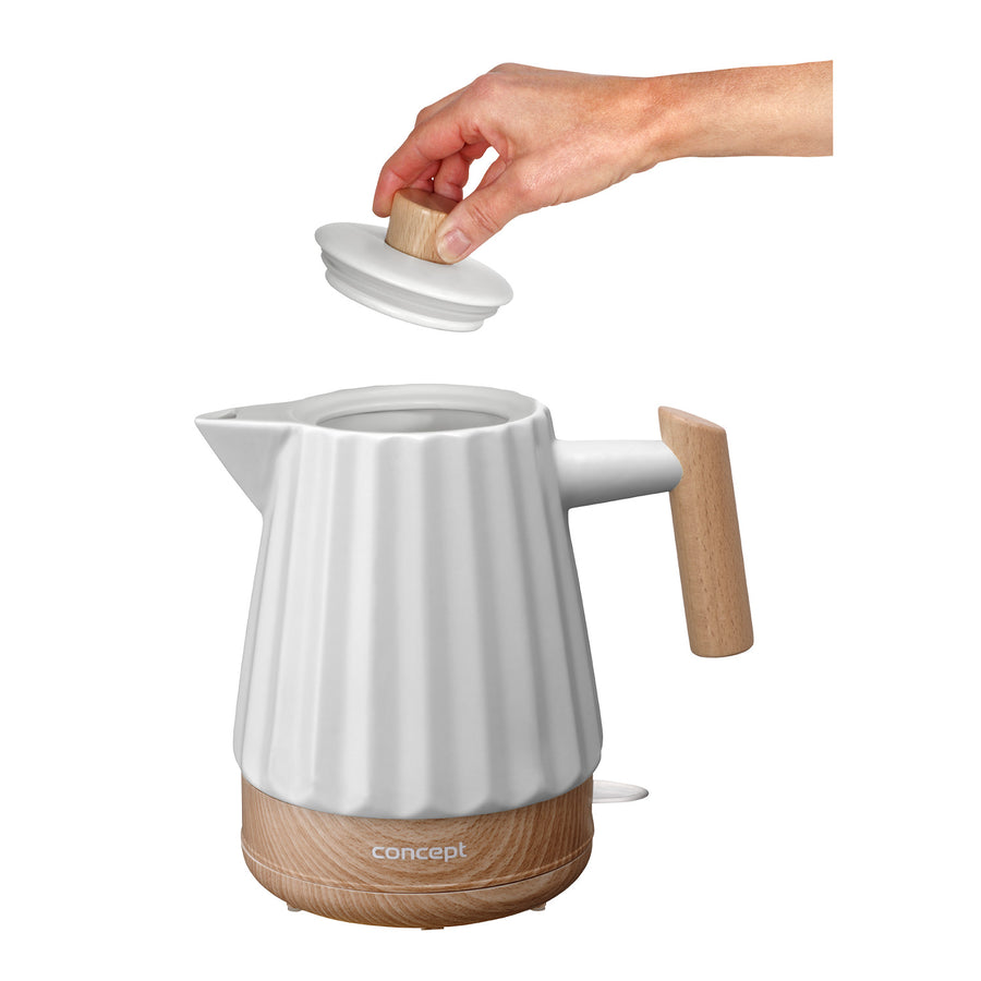 Concept RK0090 Hervidor de agua eléctrico, Hervidor de cerámica, 1500W, 1,5L, Color blanco
